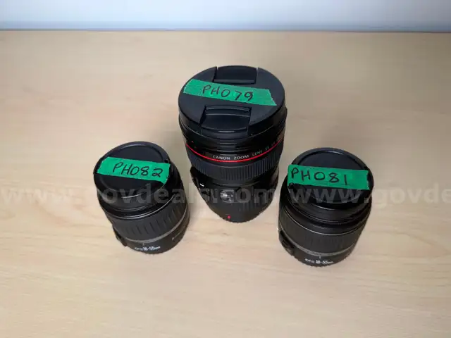 Canon Zoom Lenses (3 items - 24-105mm IS (w/ 77mm Multi-Coated protector), 2 x 18-55mm II (w/ 58mm UV, HAZE-1 filter))