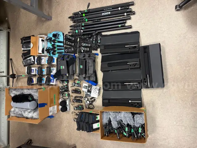 Professional Audio Recording Equipment Lot (104 items - Zoom recorders, Sony microphones, and more)