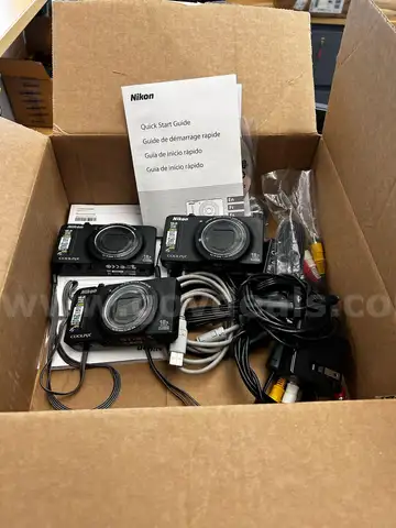 Lot of 3 Nikon Coolpix S9300 Digital Cameras with Chargers