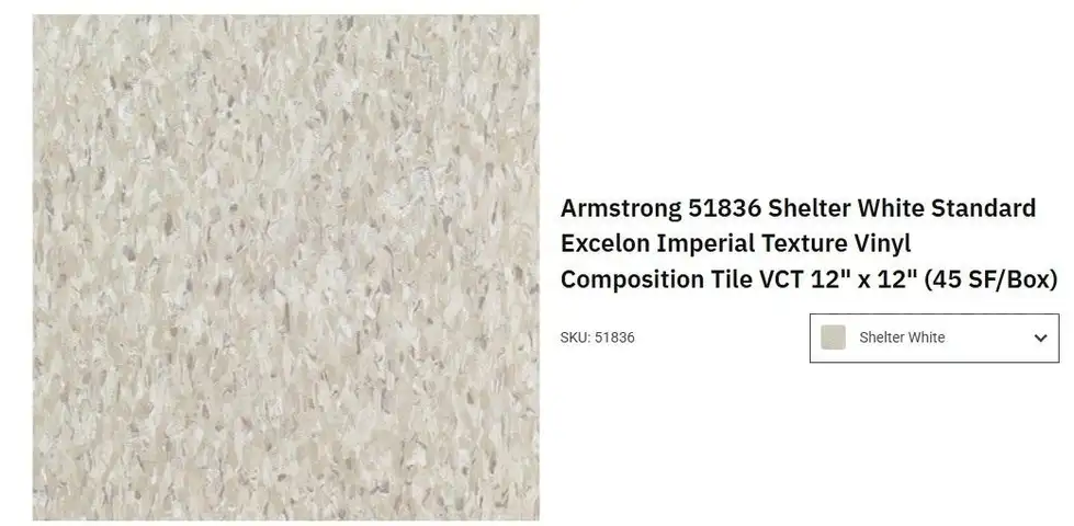 Lot of VCT Tile - Shelter White
