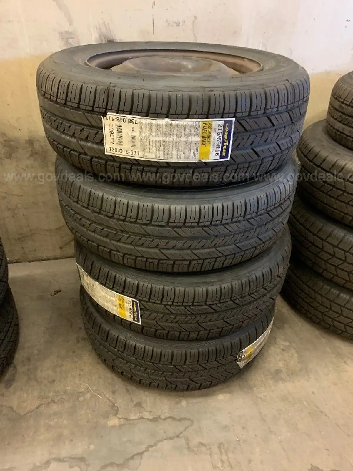 Set of 4 Goodyear 215/65R16 tires mounted on rims - tires NEW, rims ...