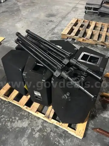 6-USED Stage Speakers and 2 Speaker Stands (SOLD AS IS).