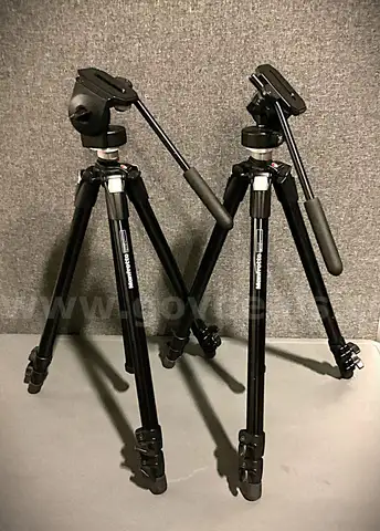 2-USED Manfrotto Tripods 055XDB w/128LP Heads (SOLD AS IS).
