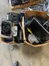 Lot of monitors, projector, various cables.