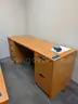 Office Furniture - desk and credenza with drawers - light cherry finish