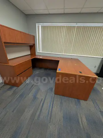 Office Furniture - desk, hutch, lateral file and conference table - cherry finish