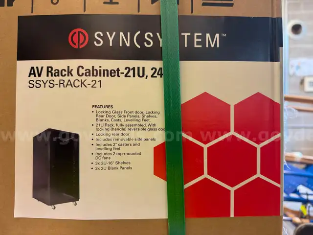 SyncSystem: AV Rack Cabinet with Glass Front Door, Black