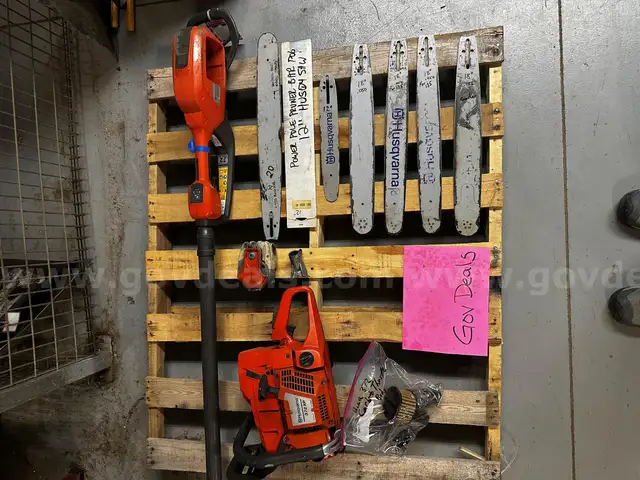 Husqvarna chainsaw. pole saw and bars
