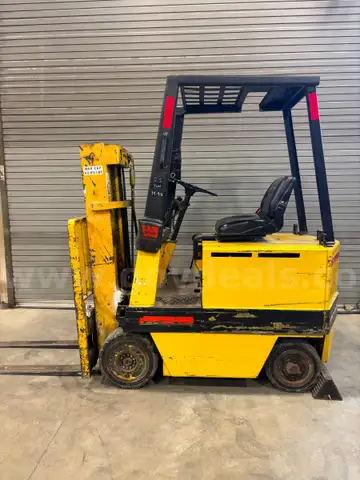 Forklift and Charger Daily worker, small oil drip at mast and a faint clicking at one of the wheels. Batt keeps charge