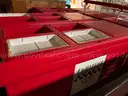 Lot of Two (2) Cambro Camcruiser Hot Red Customizable Vending Cart with 4 Counter Wells
