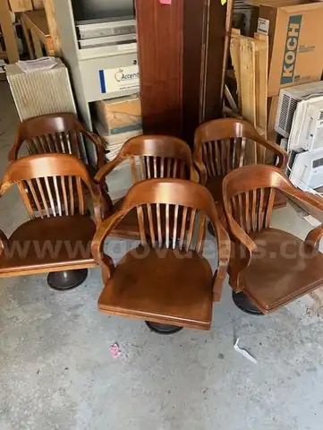 Lot of 6 Wood Swivel Chairs