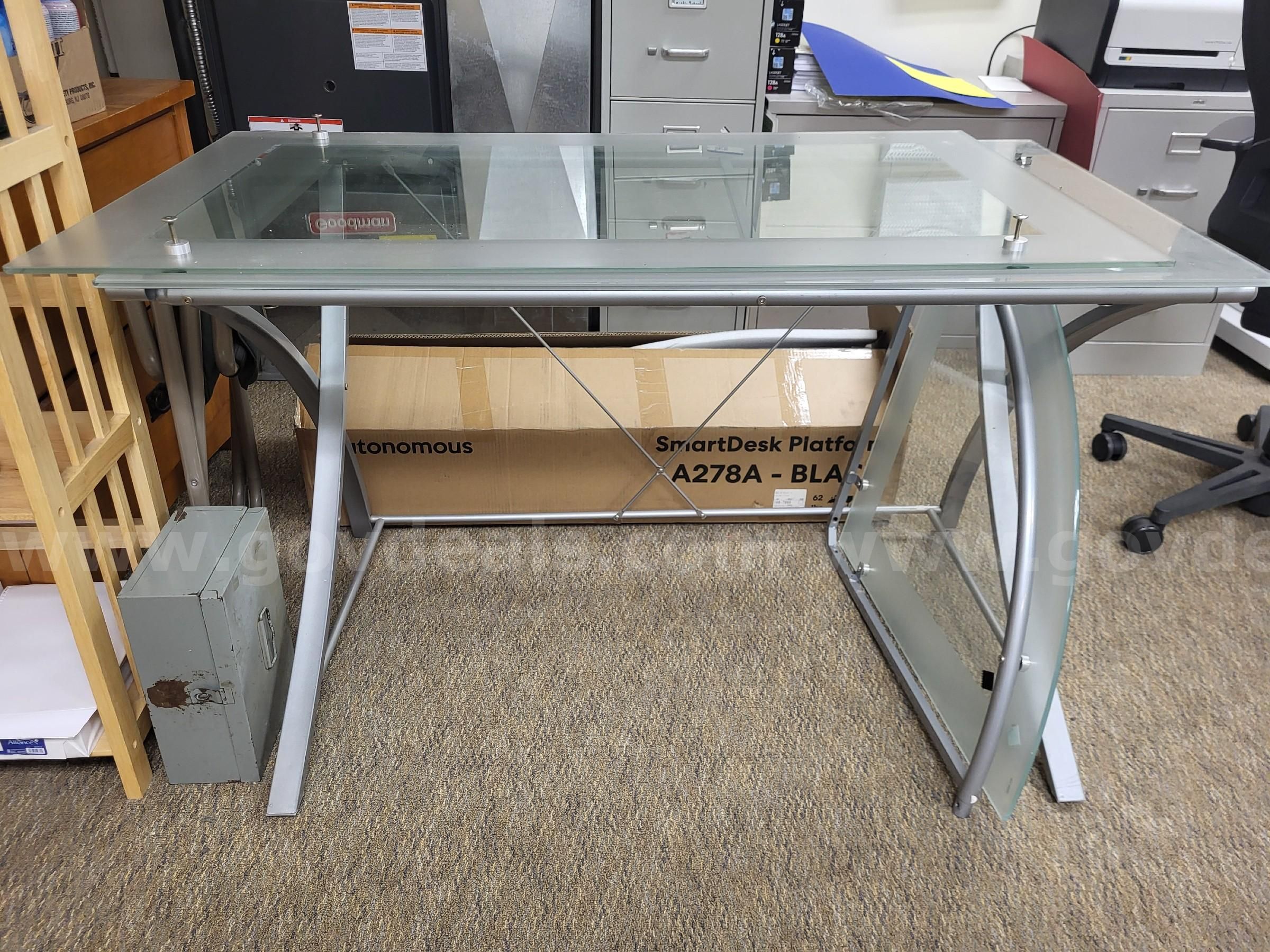 Axley computer deals desk glass