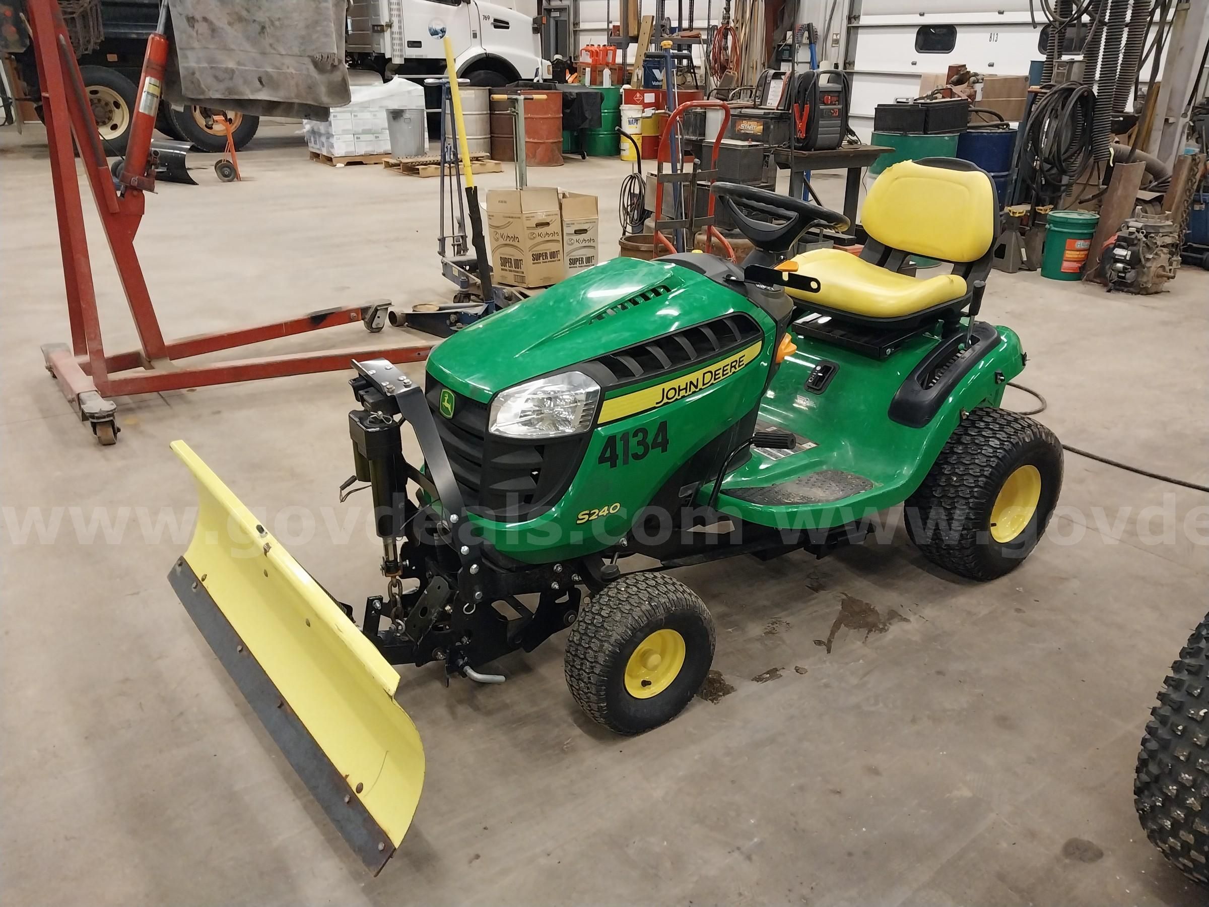 2015 John Deere S240 Tractor w Mower Snowblower Snow Blade Attachments AllSurplus