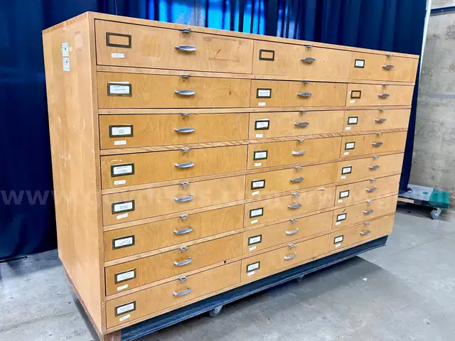 Wood Map Cabinet with Maps (410-68)