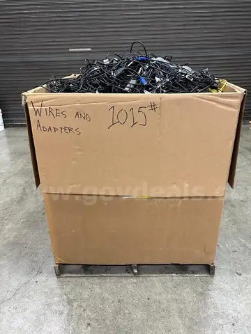 Gaylord of Miscellaneous Wires and Power Adapters, Gross Weight 1015 lbs. (413-66)