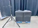 Lot of 2 Speakers and 1 Stand (416-4)