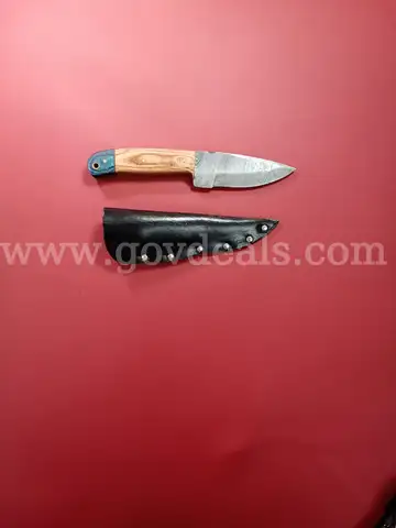 Damascus Style Fixed Blade Knife with Sheath/PRE-OWNED/DS18280/97853/TSA