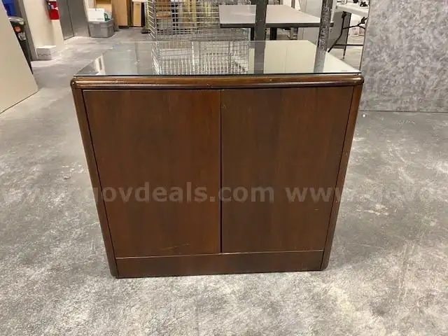 Wood Cabinet with Glass Top