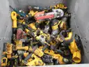 LOT OF USED POWER TOOLS, VINTAGE SILKSCREEN SIGNS, AND MISC. ITEMS