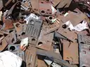 Lot of Scrap metal rail plates and rubber boots. DTPW 25-01
