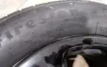 Lot of (4) Firestone Fire-Hawk Pursuit tires (275/55R20 113V M&#x26;S) mounted on Chevrolet 6 bolt stock black rims.