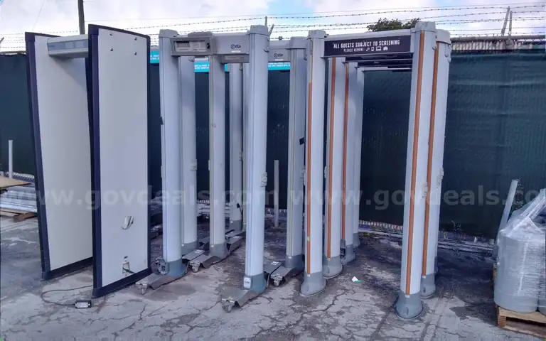 Lot of (10) Walk through metal detectors.