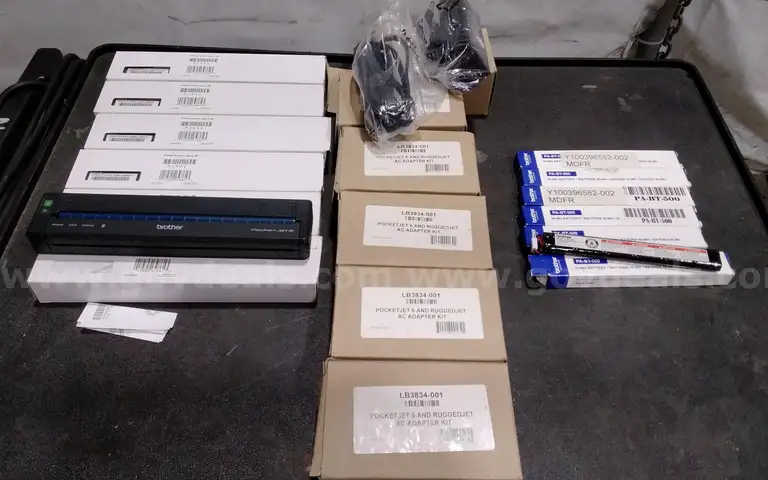 Lot of (6) Brother PocketJet 6 printer with power supply and batteries. New unused.