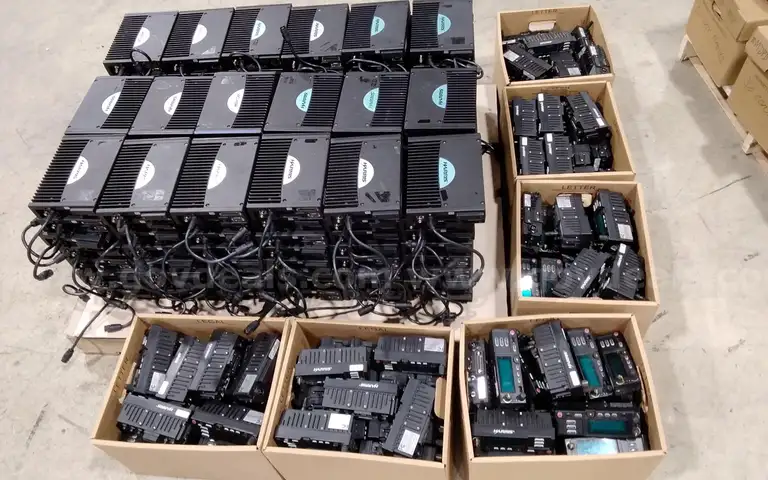 Lot of (144) Harris/M/A-Com, M7300/M5300 mobile radios, with (150) Harris CH721 control heads.