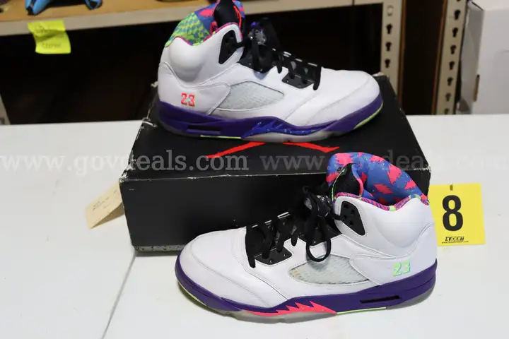 Jordans Blue, Pink, and White Shoes