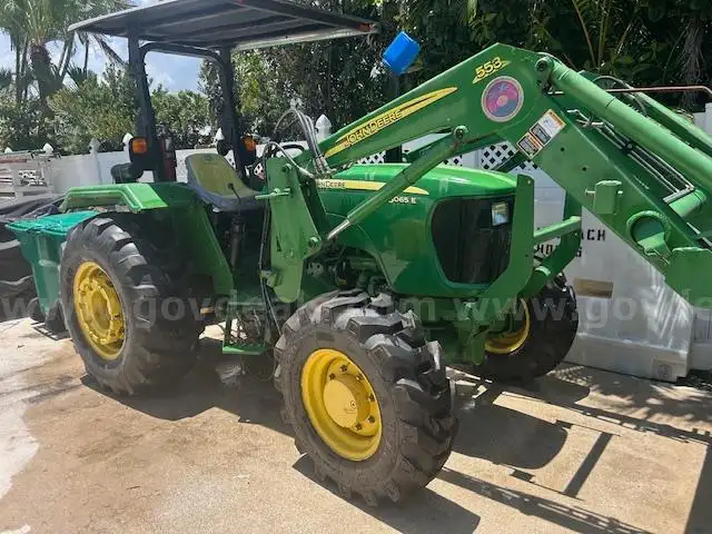 2014 John Deere 5065E Tractor with Front End Loader and Sweeper Attachment