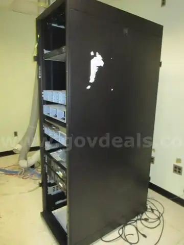 Server rack with doors elevator to remove from a basement
