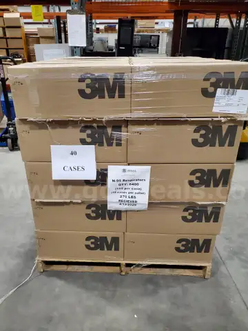 1 Pallet 40 Cases of N95 8210 Face Masks*expired