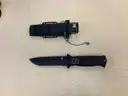 six fixed blade knives w/ case