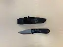six fixed blade knives w/ case