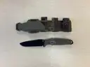 six fixed blade knives w/ case