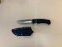 six fixed blade knives w/ case