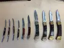 lot of ten wooden BUCK knives