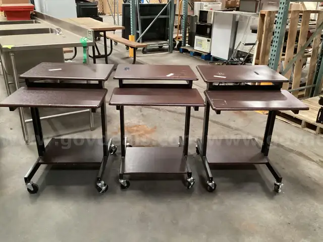 3 - Small Rolling Computer Desks.