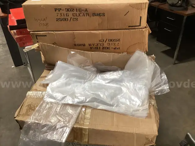 5 - Boxes of 7&#x22; W x 16&#x22; L Plastic Bags.