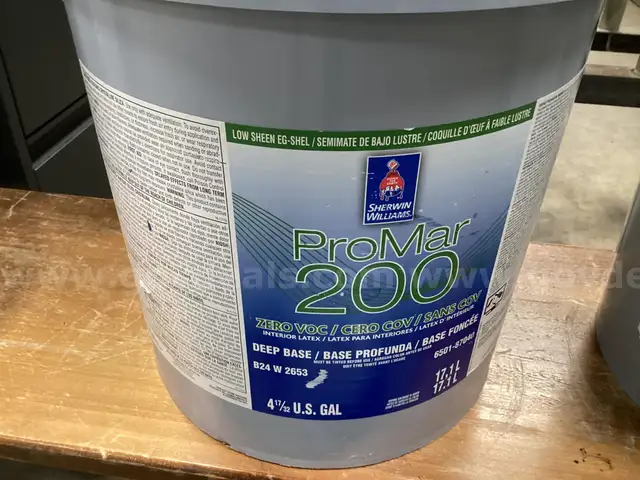 A Partial 5 Gallon Bucket of Sherwin Williams Paint, Color # 7046 &#x22;Anonymous&#x22;