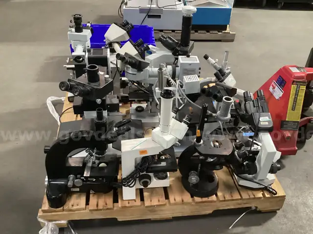 Pallet of Microscopes