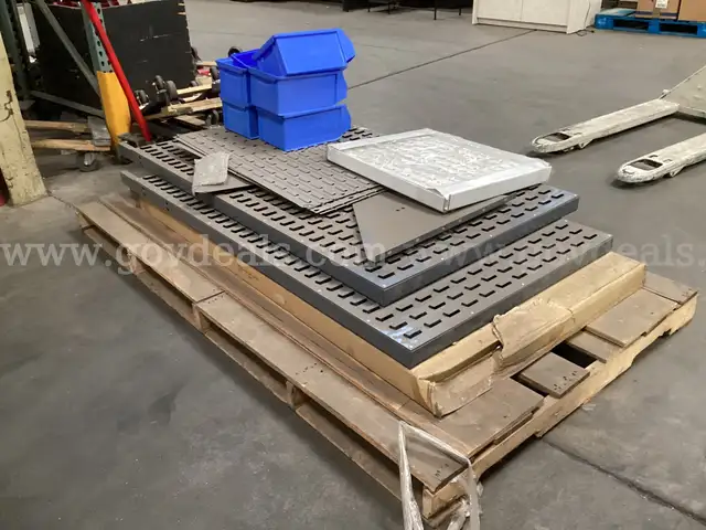Pallet Containing Slatwall w/Bins