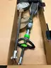 EGO push mower, chainsaw, weed trimmer, batteries and charging stations combo