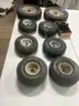 Lot of miscellaneous yard type tires and a box of casters