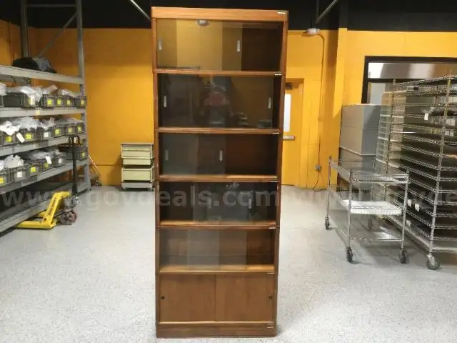 Nucraft Antique Wooden 6 High Sliding Door Shelving Unit