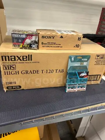Lot of new video, audio, and data tapes.