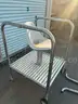 STAINLESS POOL STAND WITH ARM RESTS