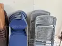 20 - GRAY AND BLUE FOLDING CHAIRS