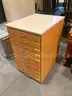 Lot of 2, 10-drawer wooden locking cabinets