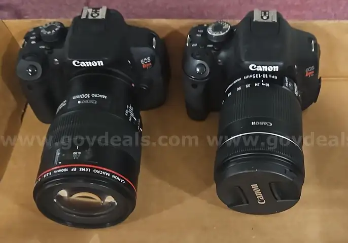 Lot of 2 Canon EOS Rebel T6i Cameras with Lenses